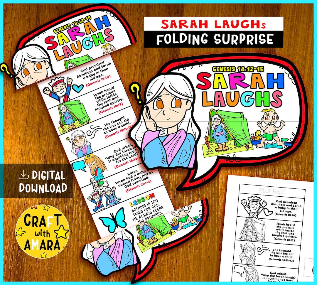 Sarah Laughs Folding Surprise Bible Craft: Bible Summary Lesson, Sunday ...