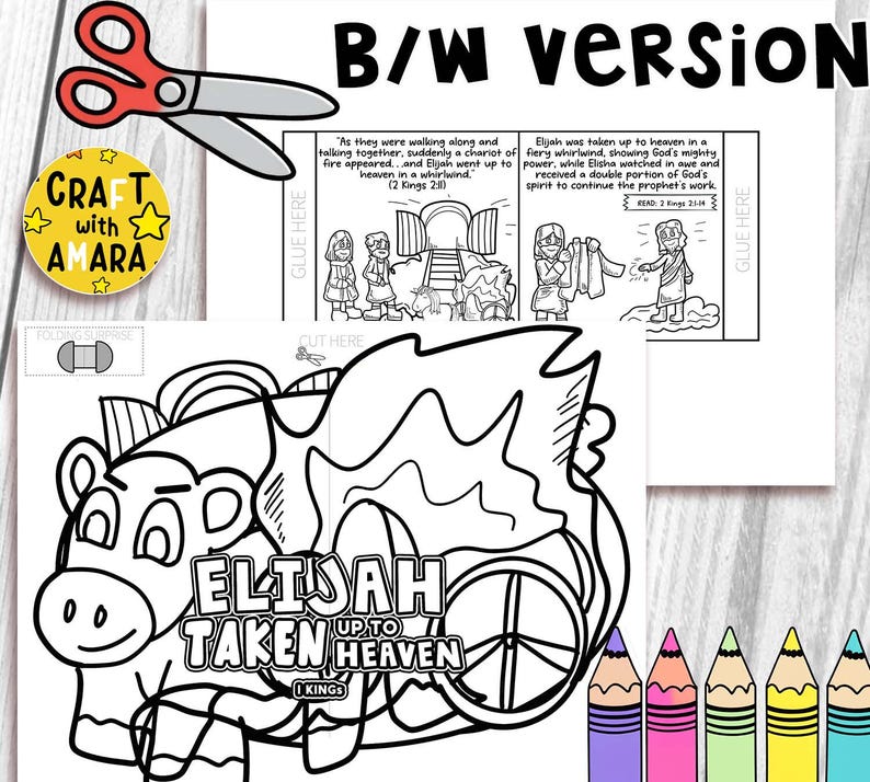 Elijah Taken up to Heaven Easy Coloring Folding Surprise Bible Craft ...