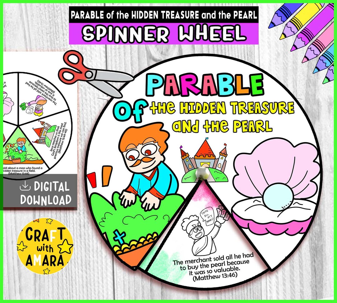 Parable of the Hidden Treasure & the Pearl Spinner Coloring Wheel Bible ...