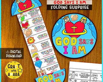 Gud säger att jag viker överraskningsbibelpyssel, bibellektion, evangeliebibel, söndagsskolepyssel, kyrkoaktivitet för barn, minibok, Gamla testamentet