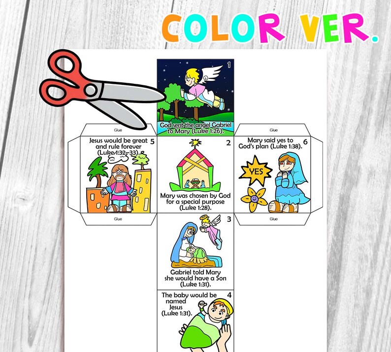 Birth of Jesus Foretold Coloring Cube Bible Craft: the Annunciation ...