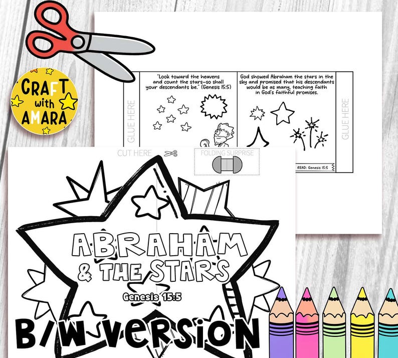 Abraham and the Stars Easy Coloring Folding Surprise Bible Craft ...