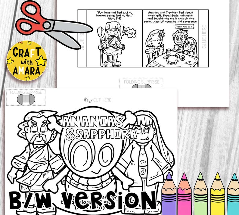 Ananias and Sapphira Easy Coloring Folding Surprise Bible Craft ...