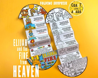 Elia und das Feuer vom Himmel Falten Überraschung Bibel Basteln, Bibelstunde, Sonntagsschule, Kirche Aktivität Kinder, Mini Buch, Altes Testament
