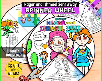 Roda de colorir para a despedida de Hagar e Ismael: estudo da lição bíblica, escola dominical, jogos de memória, Antigo Testamento cristão, Gênesis