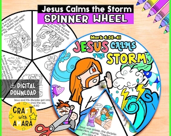 Jesus Calms the Storm Spinner Coloring Wheel Bible Craft: Miracle of ...