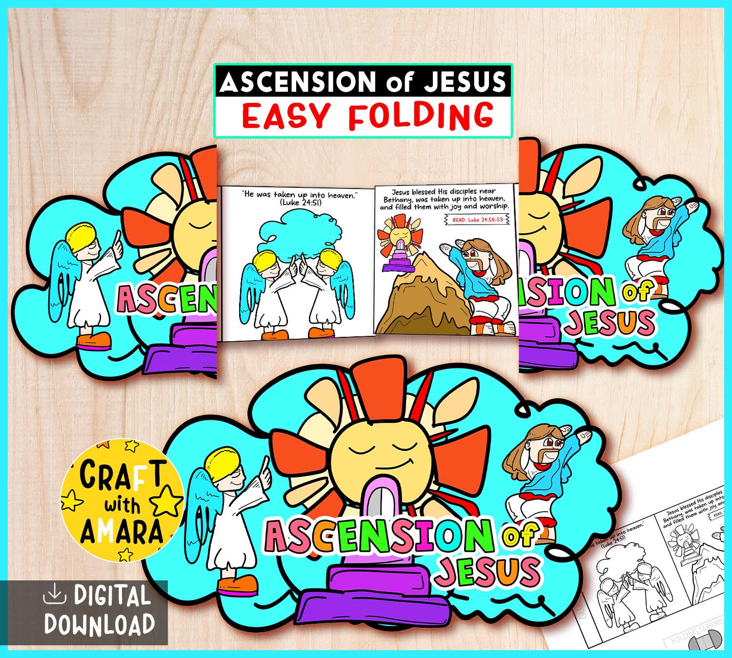 Ascension of Jesus Easy Coloring Folding Surprise Bible Craft ...