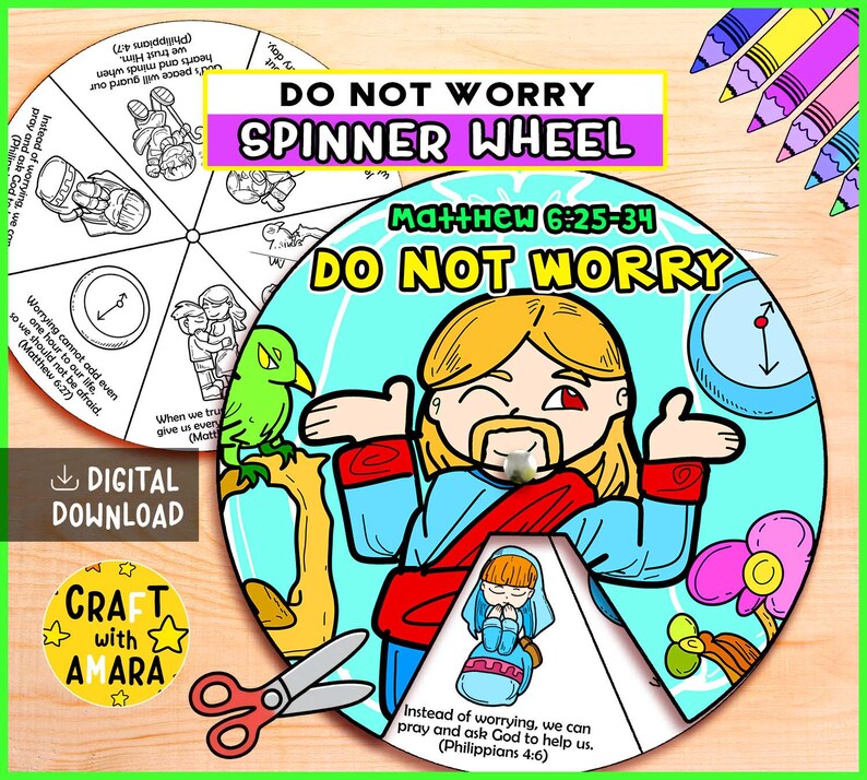 Do Not Worry Spinner Coloring Wheel: Bible Verse, Affirmation of God ...