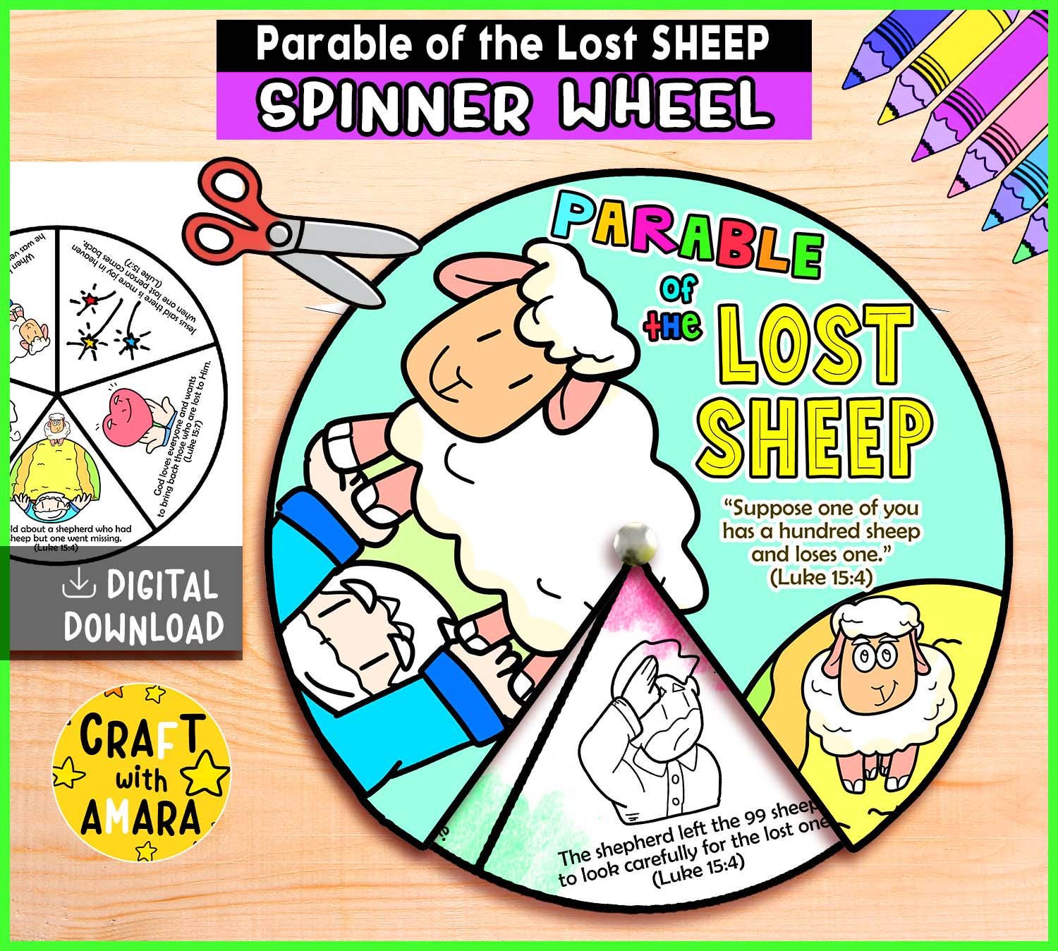 Parable of the Lost Sheep Spinner Coloring Wheel Bible Craft: Sunday ...