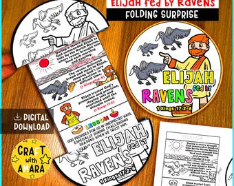 Elijah Fed by Ravens Coloring Cube Craft, Memory Games, Bible Craft for ...