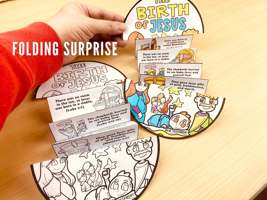 The Birth of Jesus Folding Surprise Bible Craft: Christmas Nativity ...