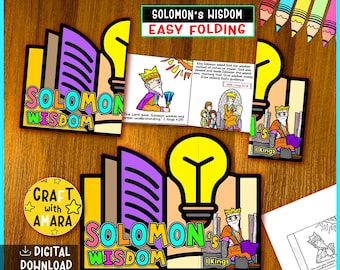 Solomon’s Wisdom Easy Coloring Folding Surprise Bible Craft: Christian Lesson Sunday School, Church Activity Old Testament Book of the Bible