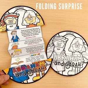Abraham and Sarah Folding Surprise Bible Craft, Bible Lesson, Sunday School Craft, Church Activity Kids, Mini Book, Old Testament