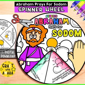 Abraham Prays for Sodom Spinner Coloring Wheel, Bible Activity, Kids Bible Lesson Study, Sunday School Craft, Bible Story, Memory Games