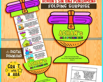 Achan’s Sin and Punishment Folding Surprise Craft: Bible Study Lesson Sunday School, Church Activity, Mini Book, Old Testament, Christian