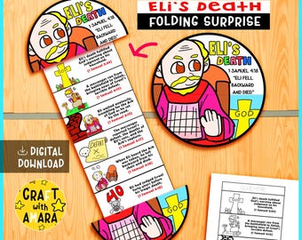 Eli’s Death Folding Surprise Craft: Bible Study Lesson Sunday School, Church Activity Kids, Mini Book, Old Testament, Christian Homeschool