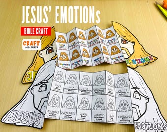 Jesus' Emotions Folding Surprise Bible Craft, Expression of Jesus Christ, Bible Study, Sunday School, Church Activity Kids, Christian