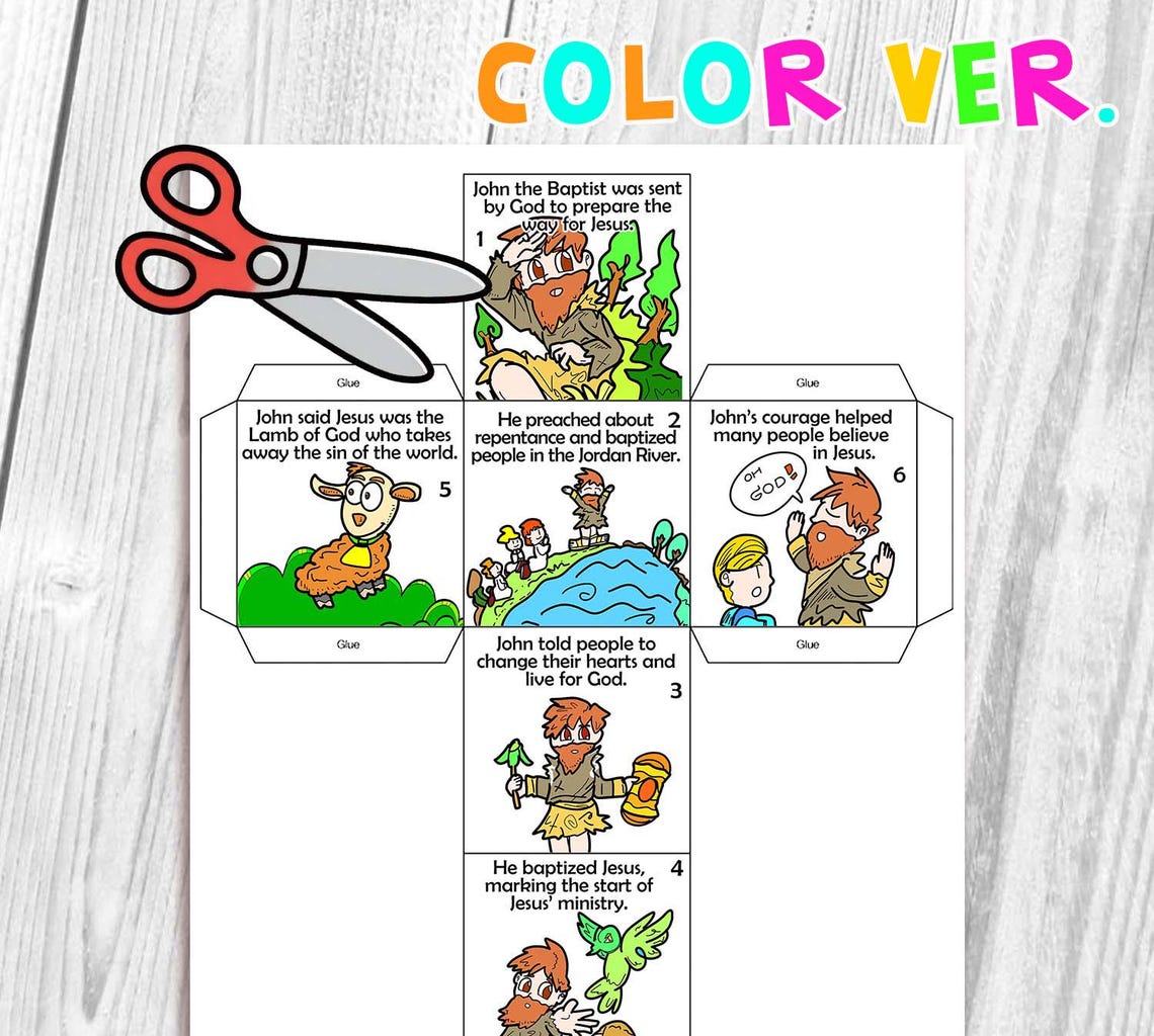 John the Baptist Coloring Cube Bible Craft: Jesus Ministry, Matthew ...