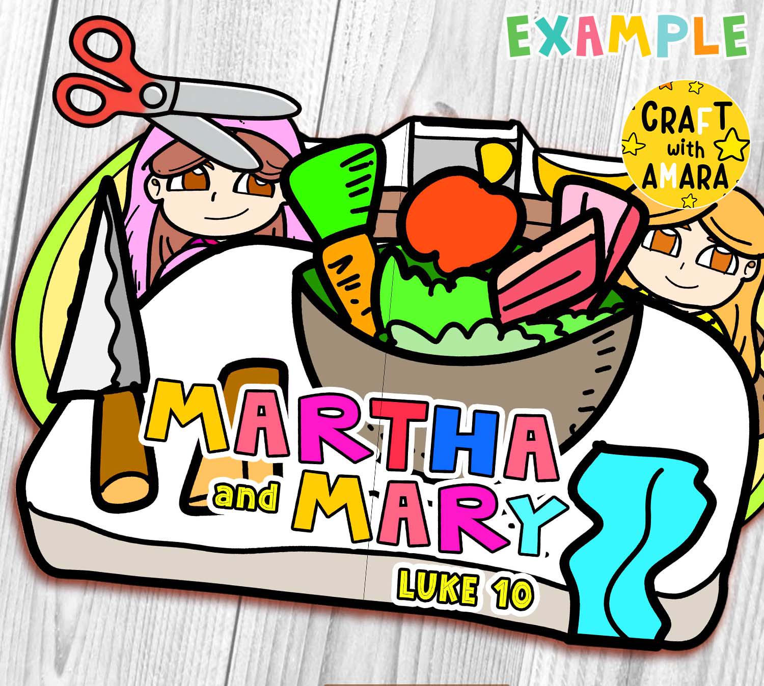 Martha and Mary Easy Coloring Folding Surprise Bible Craft: Christian ...