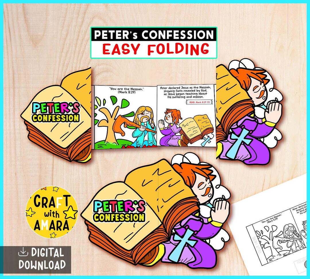 Peter’s Confession Easy Coloring Folding Surprise Bible Craft ...