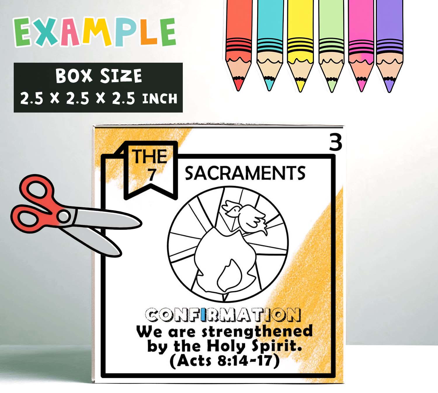 The Seven Sacraments Coloring Cube Bible Craft: Catholic Sunday School ...