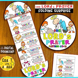 The Lord&#39;s Prayer Folding Surprise Bible Craft, Bible Lesson, Memory Game, Christian Sunday School Craft, Church Activity Kids, Mini Book