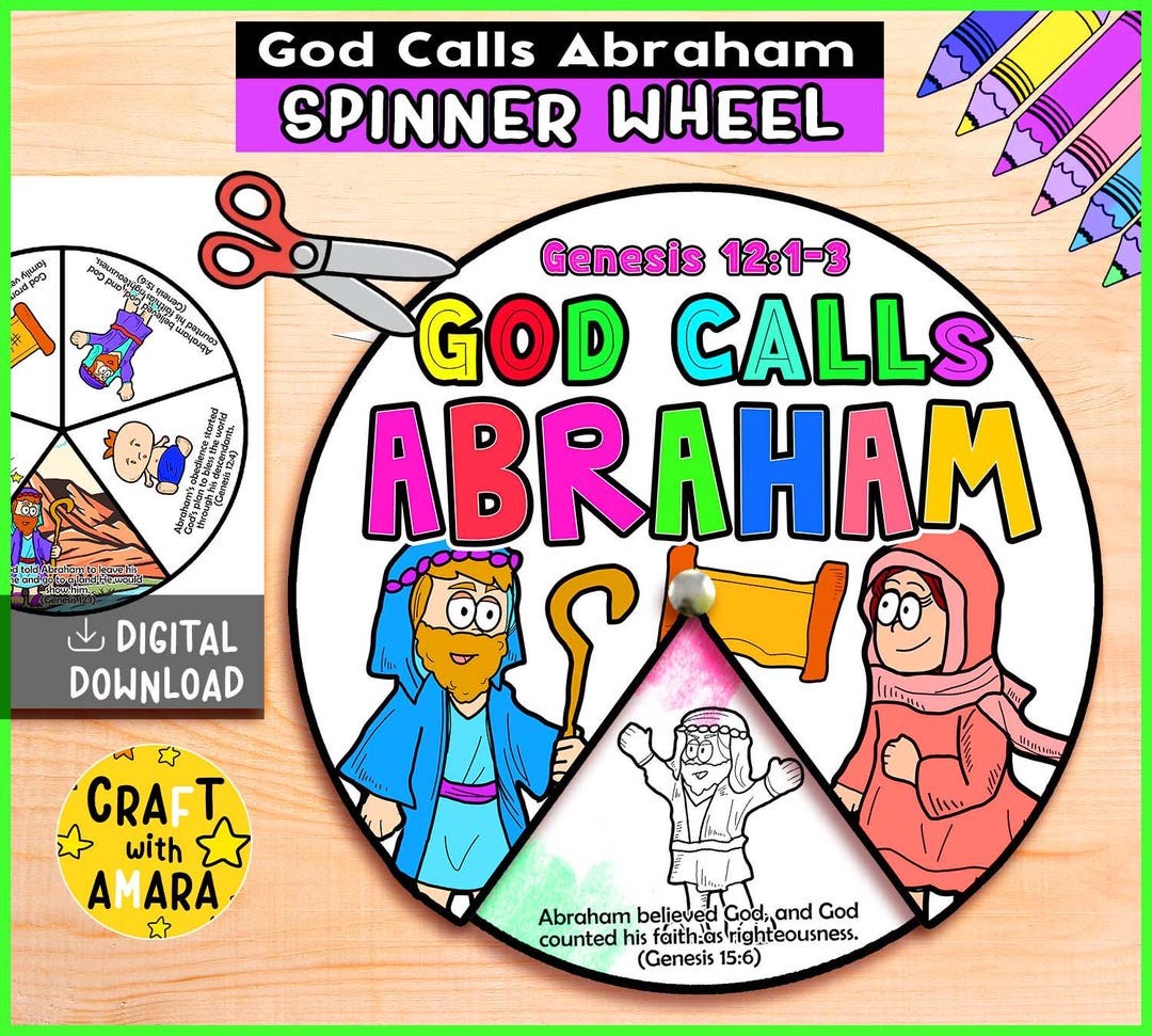 God Calls Abraham Spinner Coloring Wheel, Bible Activity, Kids Bible ...
