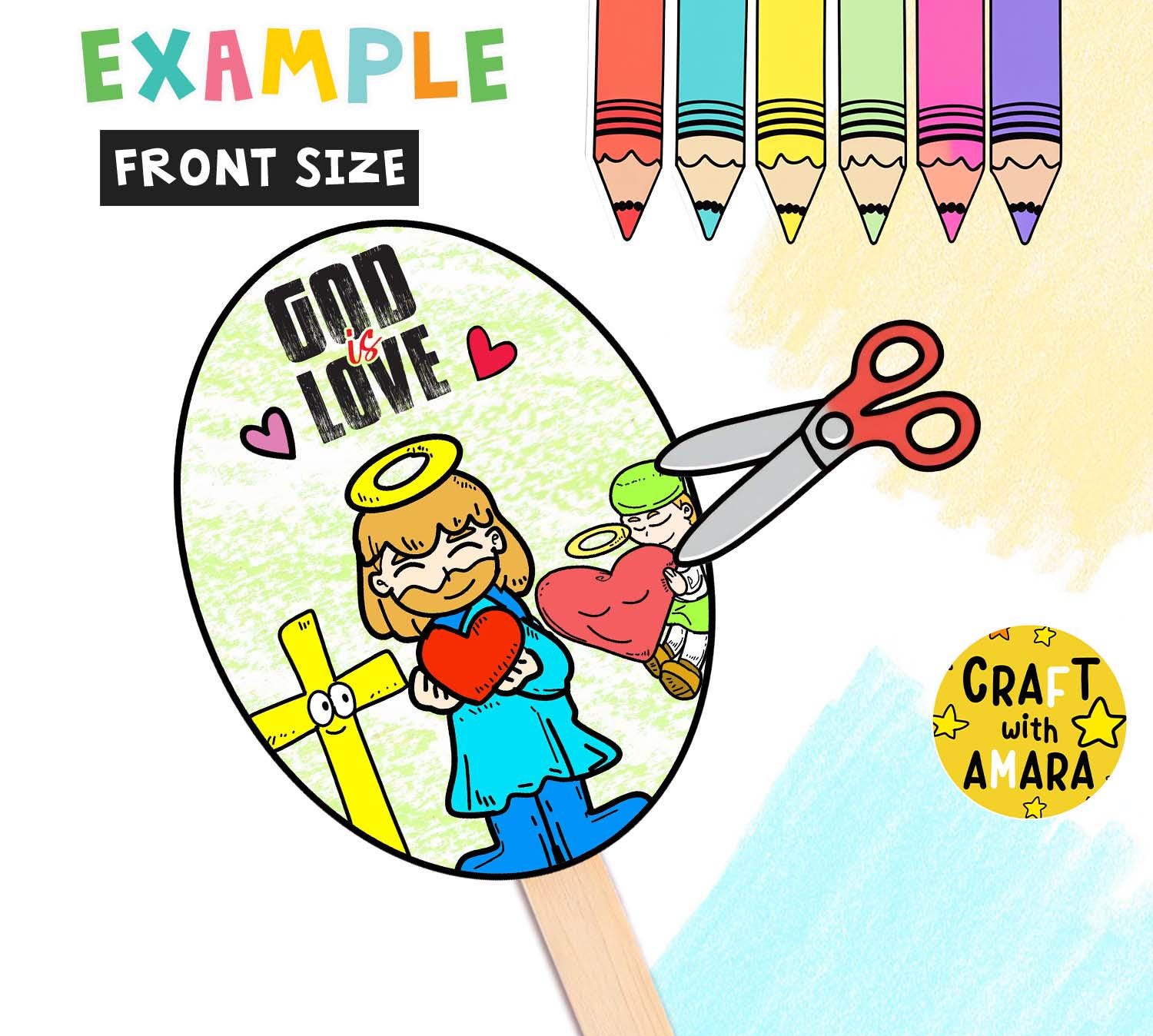 GOD IS LOVE Fan Craft: Bible Sunday School Church Coloring Activity for ...