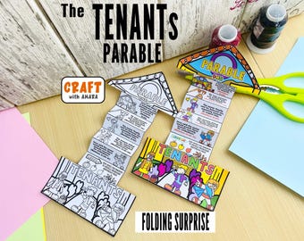 Parable of the Tenants Folding Surprise Bible Craft: Children Ministry, Sunday School, Church Activity Kids, Mini Book, New Testament