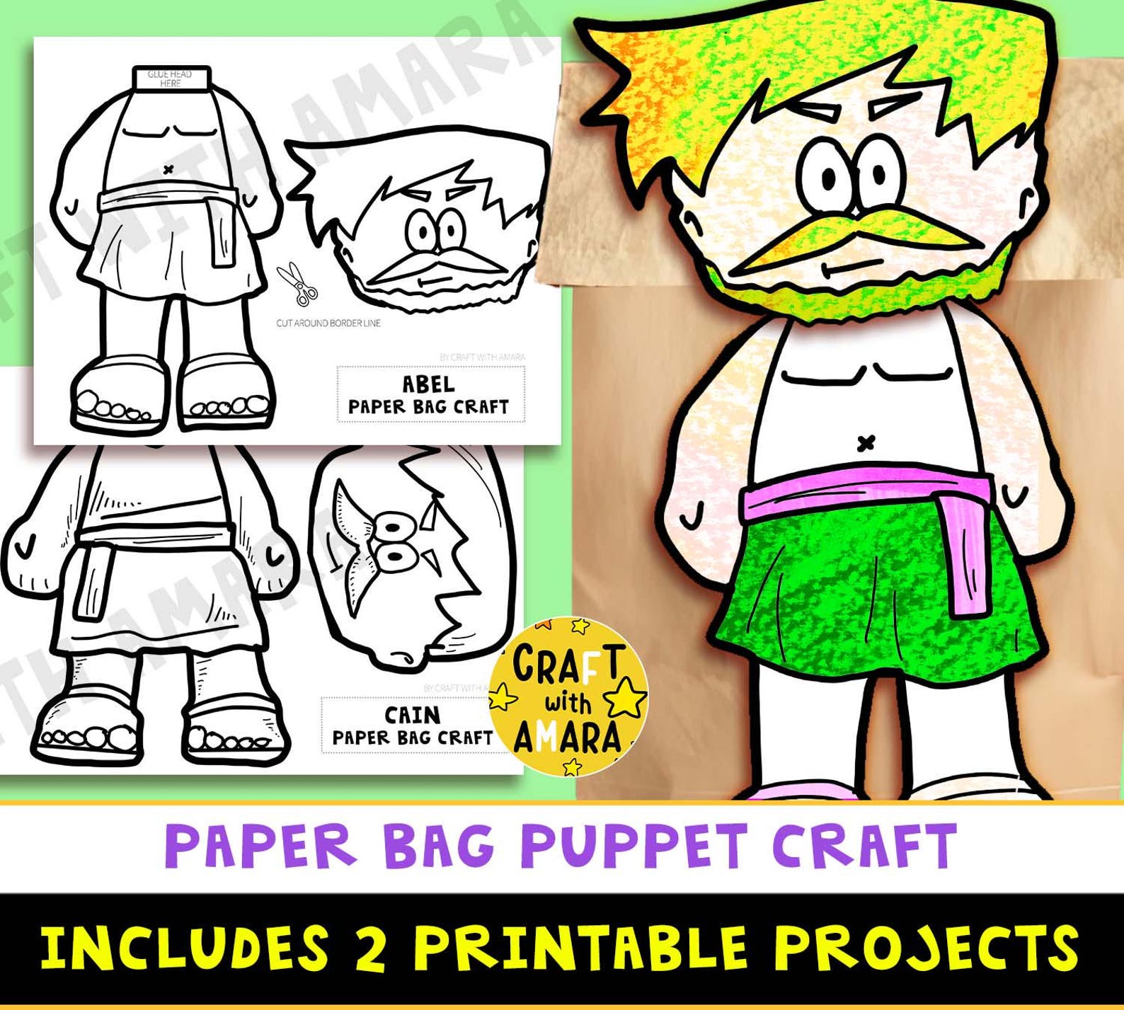 Cain and Abel Paper Bag Puppet Craft: Bible Lesson Activity, Sunday ...