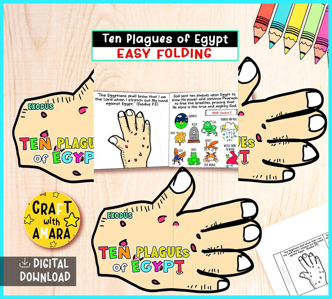 Ten Plagues of Egypt Easy Coloring Folding Surprise Bible Craft ...