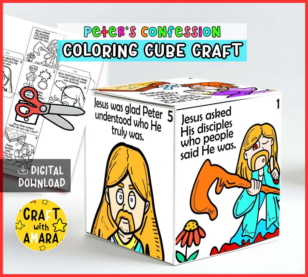 Peter’s Confession Coloring Cube Bible Craft: Memory Games, Children ...