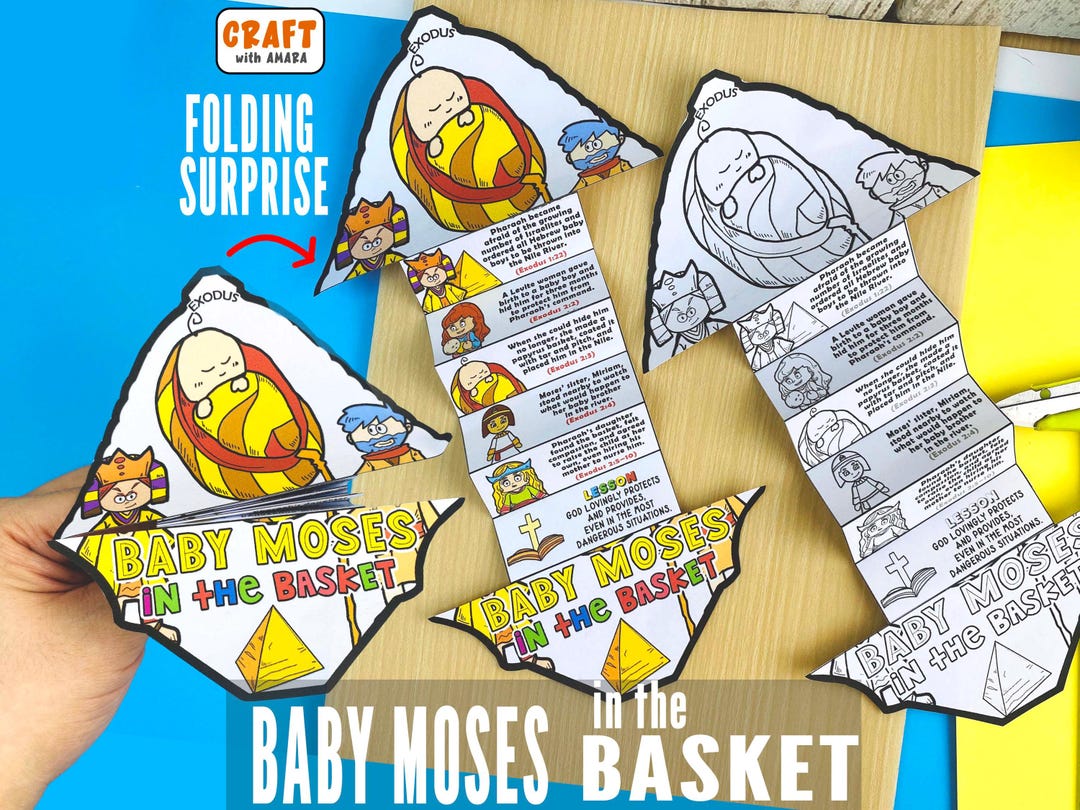Baby Moses in the Basket Folding Surprise Bible Craft, Bible