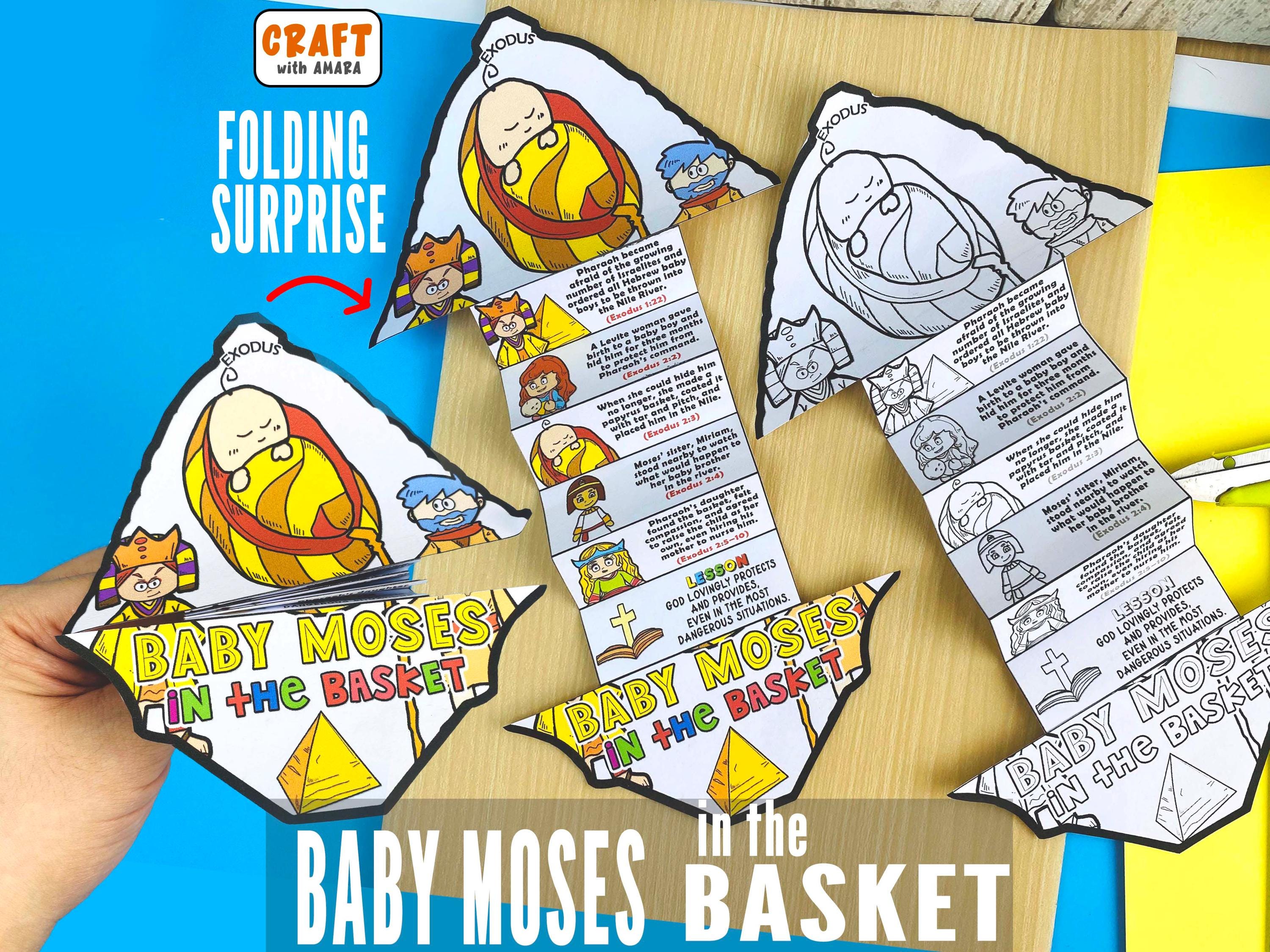 Baby Moses in the Basket Folding Surprise Bible Craft, Bible
