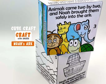 Noah's Ark Folding Surprise Bible Craft, Bible Lesson, Sunday School ...