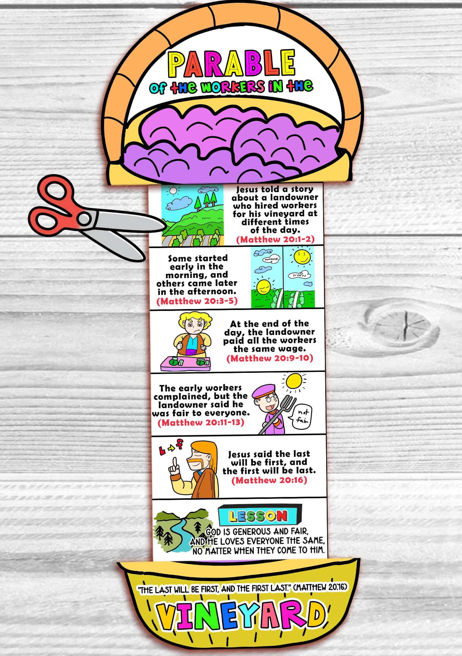 Parable of the Workers in the Vineyard Folding Surprise Bible Craft ...