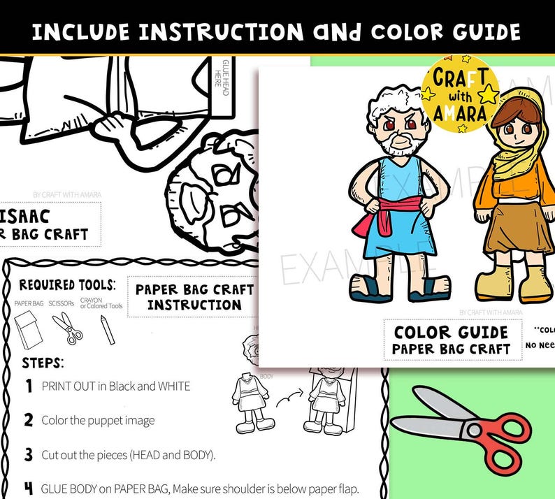 Rebekah and Isaac Paper Bag Puppet Craft: Bible Lesson Story Activity ...