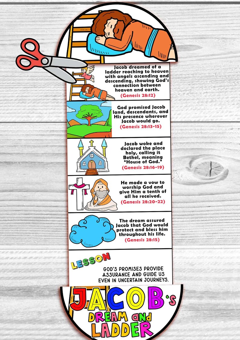 Jacob’s Dream and Ladder Folding Surprise Bible Craft, Bible Lesson ...