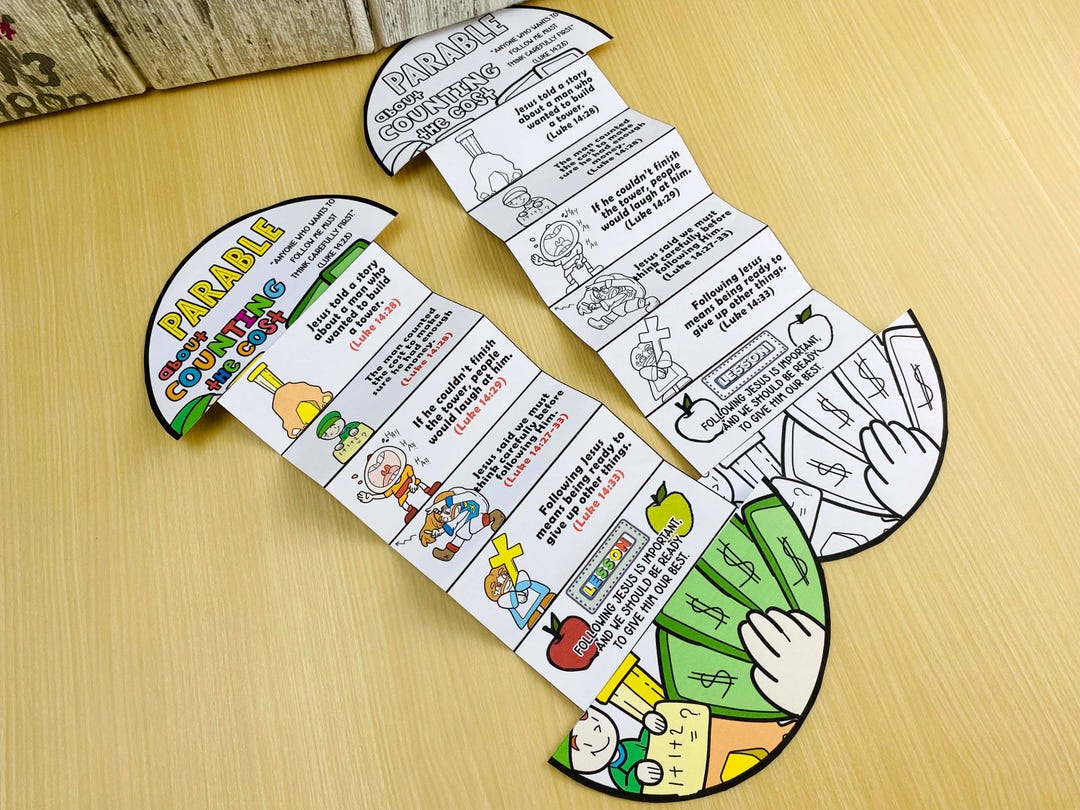 Parable About Counting the Cost Folding Surprise Bible Craft: Children ...