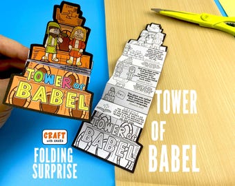 Tower of Babel Folding Surprise Bible Craft, Bible Lesson Sunday School Craft, Church Activity Kids, Mini Book, Bible Study, Old Testament