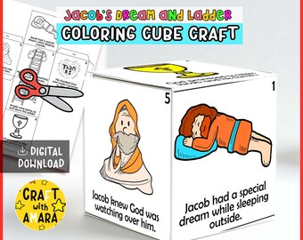 Jacob’s Dream and Ladder Coloring Cube Craft, Memory Games, Bible Craft ...