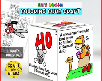 Eli’s Death Coloring Cube Box Bible Craft: Memory Games, Christian Bible Study Lesson, Sunday School Activity Kids, Old Testament Homeschool