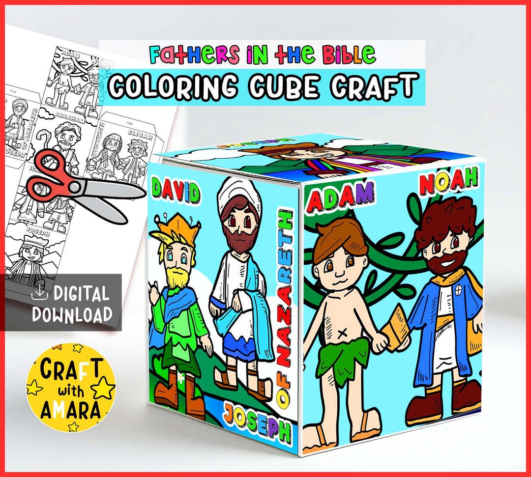 Fathers in the Bible Coloring Cube Craft, Memory Games, Bible Craft for ...