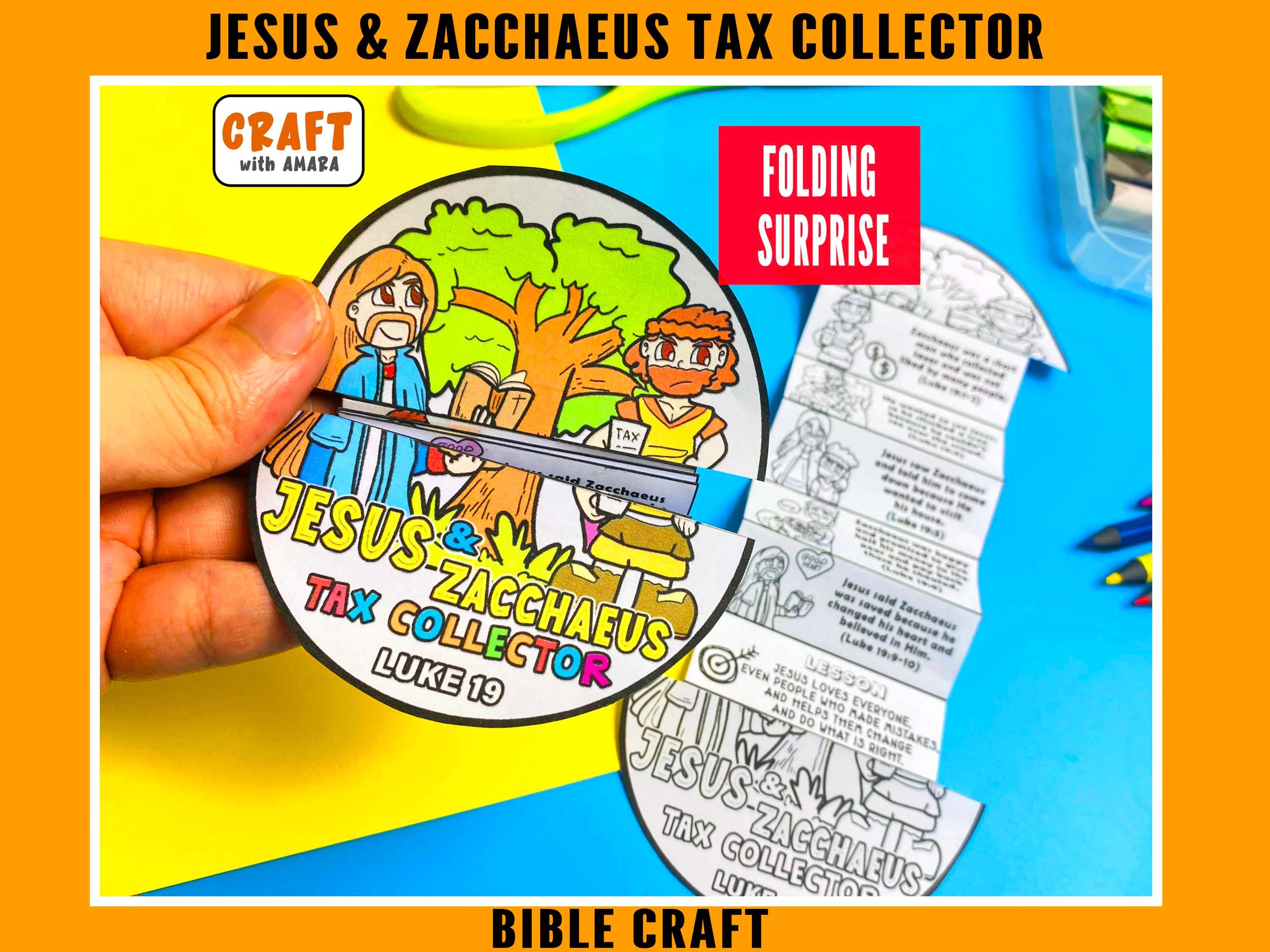Jesus and Zacchaeus the Tax Collector Folding Surprise Bible Craft