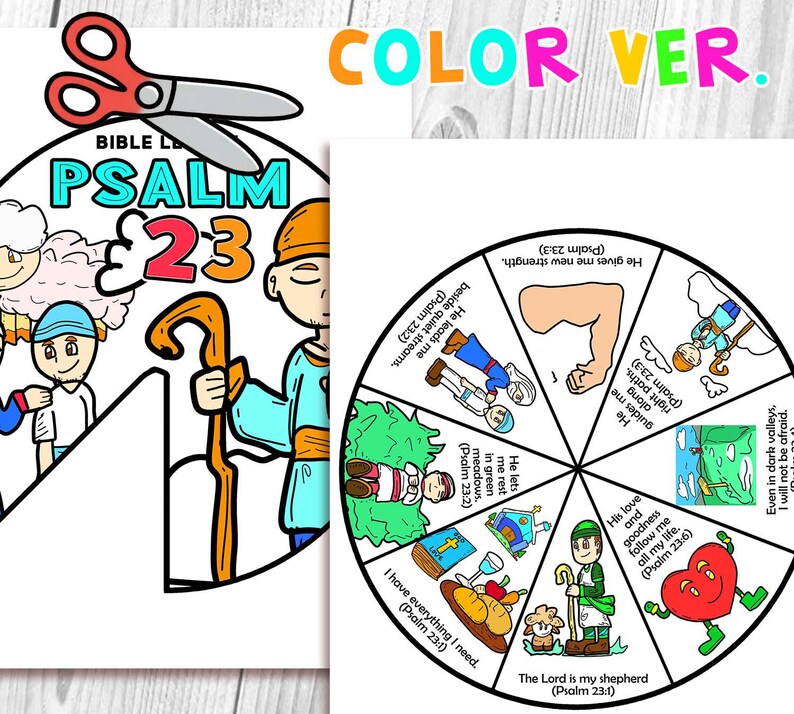 PSALM 23 Spinner Coloring Wheel Craft: the Lord is My Shepherd, Bible ...
