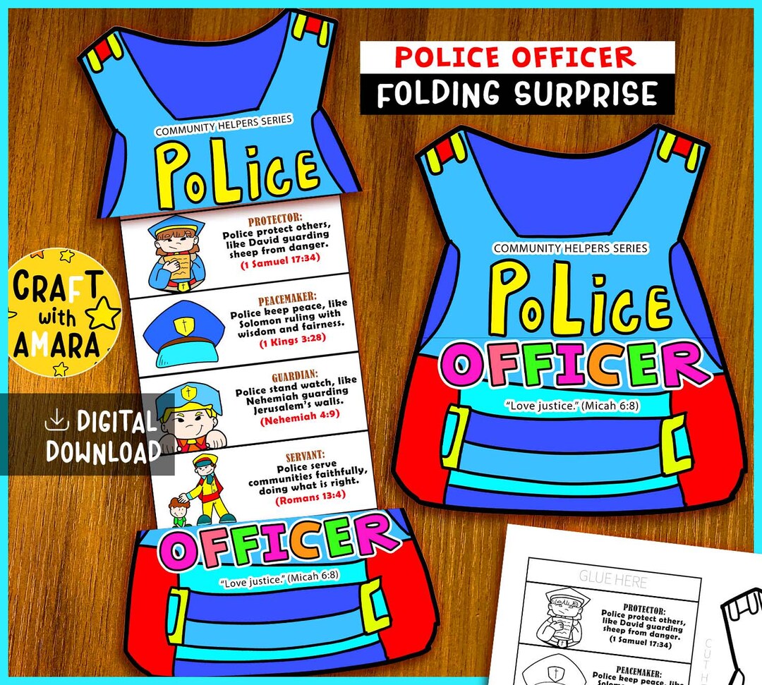 COMMUNITY HELPERS: Police Officer Folding Surprise Coloring Craft ...