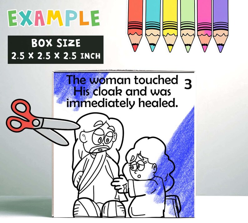 Jesus Heals a Bleeding Woman Coloring Cube Bible Craft: Miracle of ...