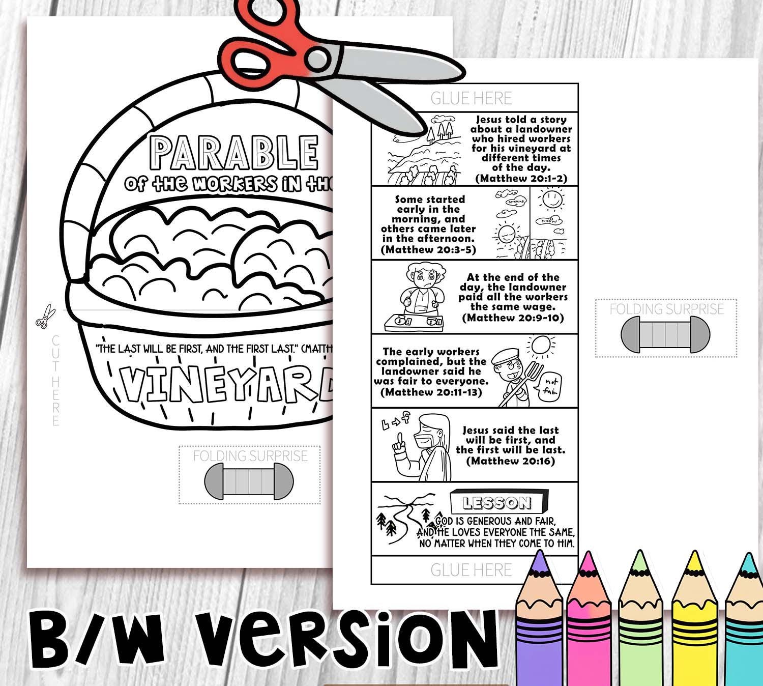 Parable of the Workers in the Vineyard Folding Surprise Bible Craft ...