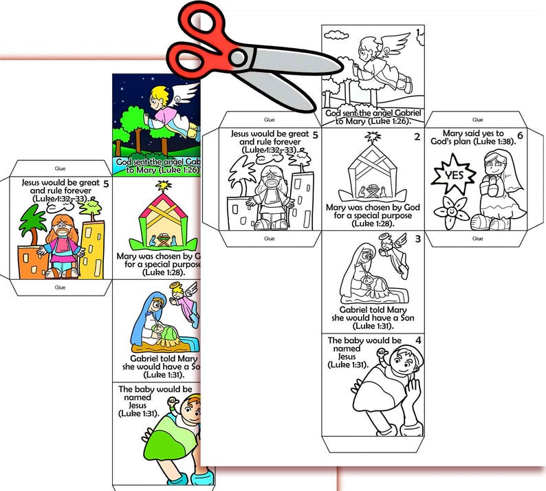 Birth of Jesus Foretold Coloring Cube Bible Craft: the Annunciation ...