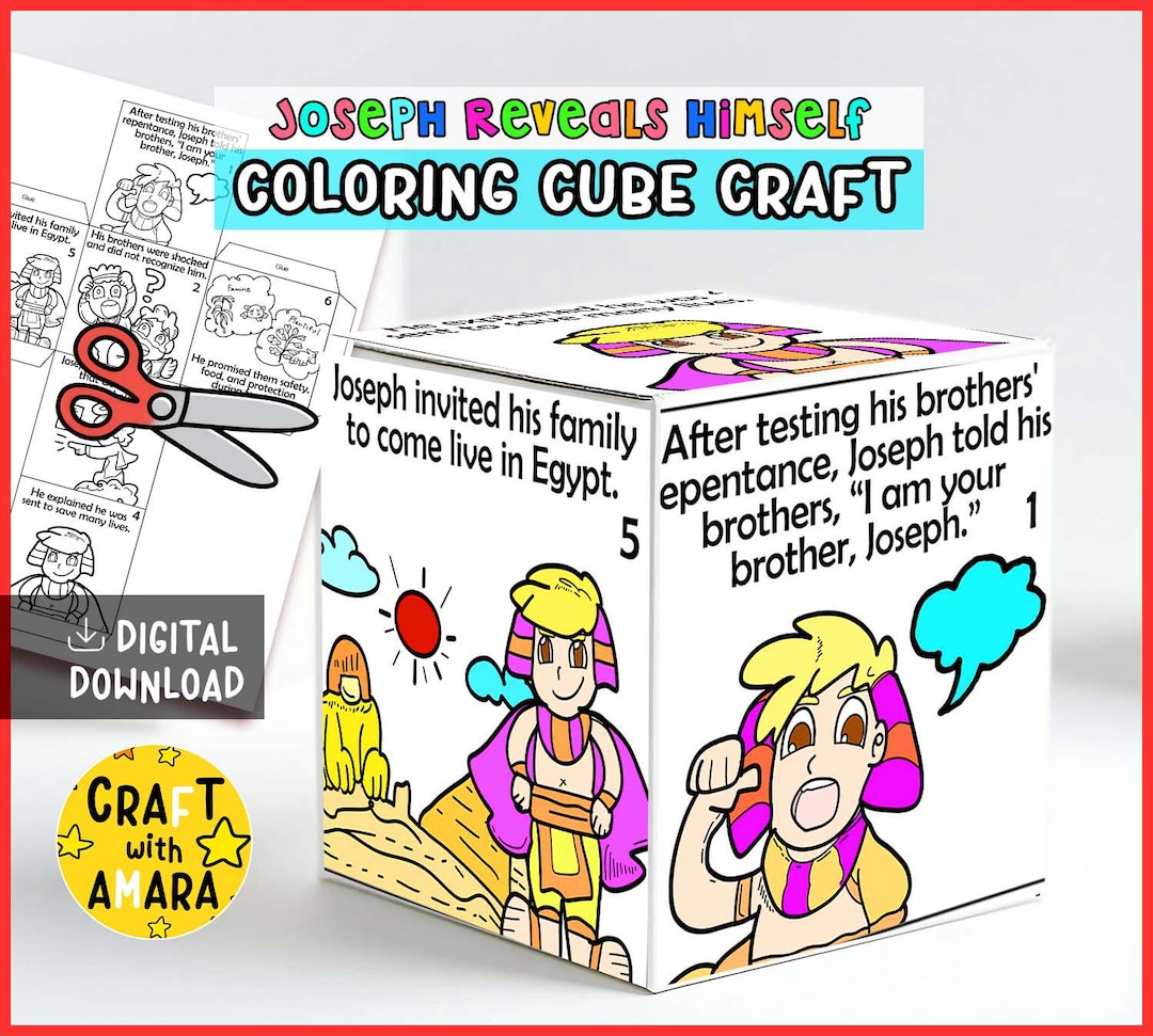 Joseph Reveals Himself Coloring Cube Craft, Memory Games, Bible Study ...